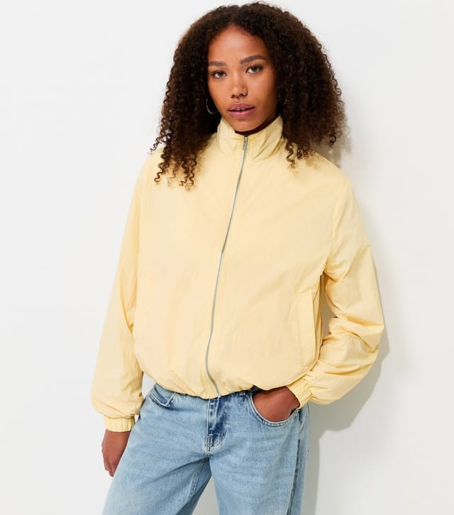 New Look Women's Light Yellow Bubble Hem Zip Lightweight Jacket New Look - 2