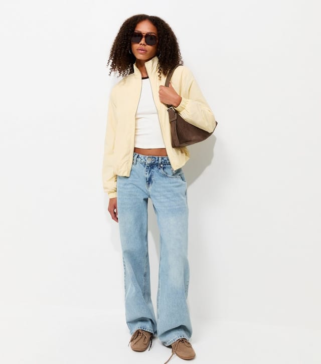 New Look Women's Light Yellow Bubble Hem Zip Lightweight Jacket New Look - 3