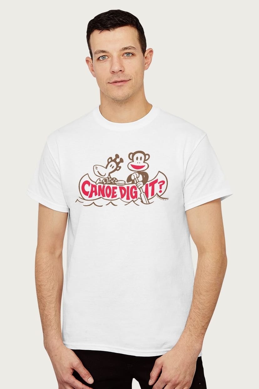 Paul Frank Paul Frank Men's Julius The Monkey & Clancy Canoe Dig It T-Shirt in White - 1