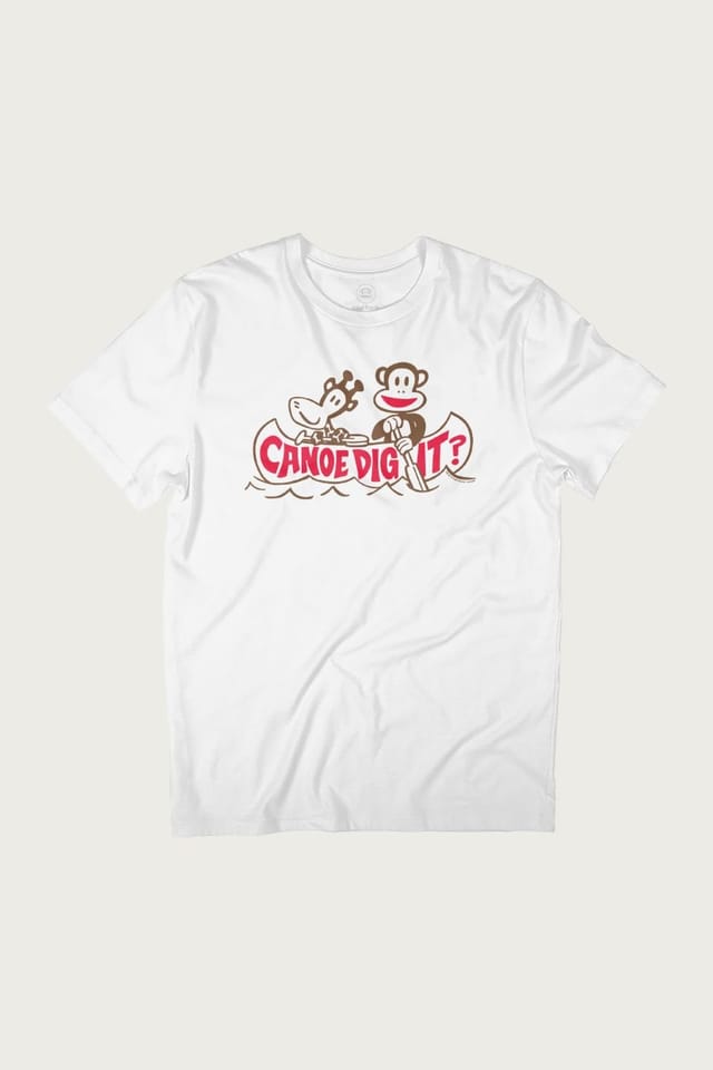 Paul Frank Paul Frank Men's Julius The Monkey & Clancy Canoe Dig It T-Shirt in White - 2