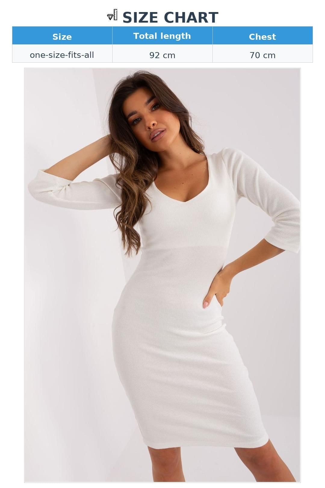 Love Lace Love Lace Women's Ribbed Cotton Pencil Everyday Dress in Off-White - 4