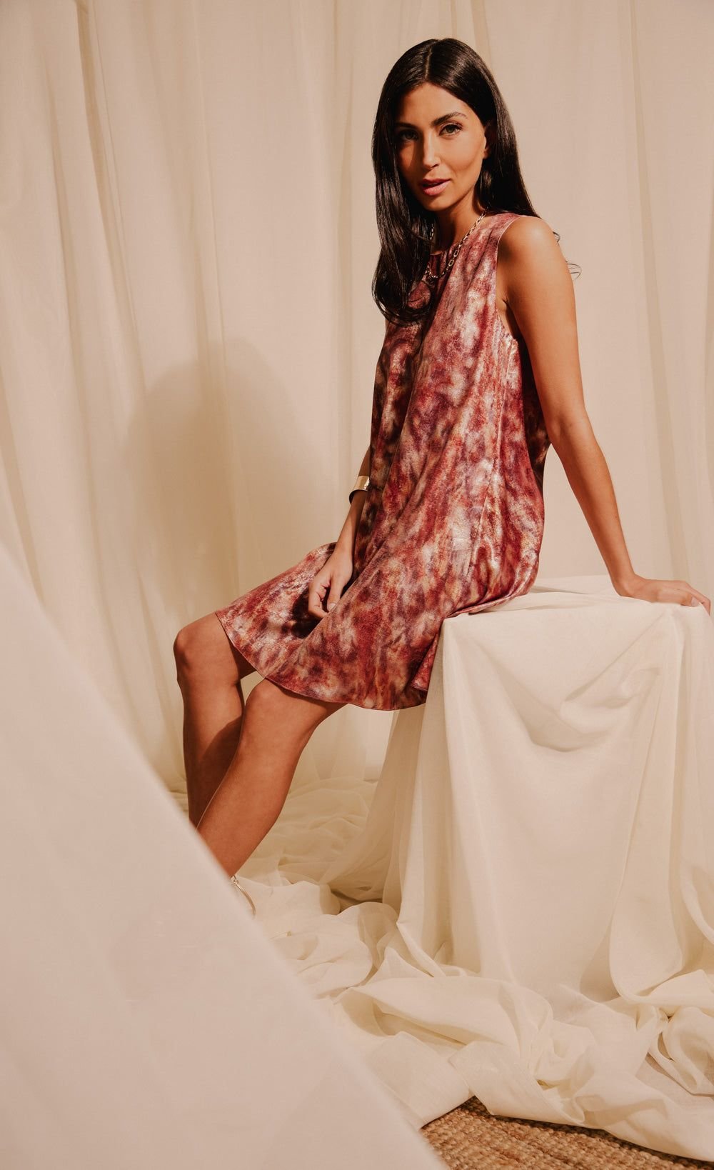 Little Mistress Little Mistress Women's Blur Print Satin Mini Dress - 2