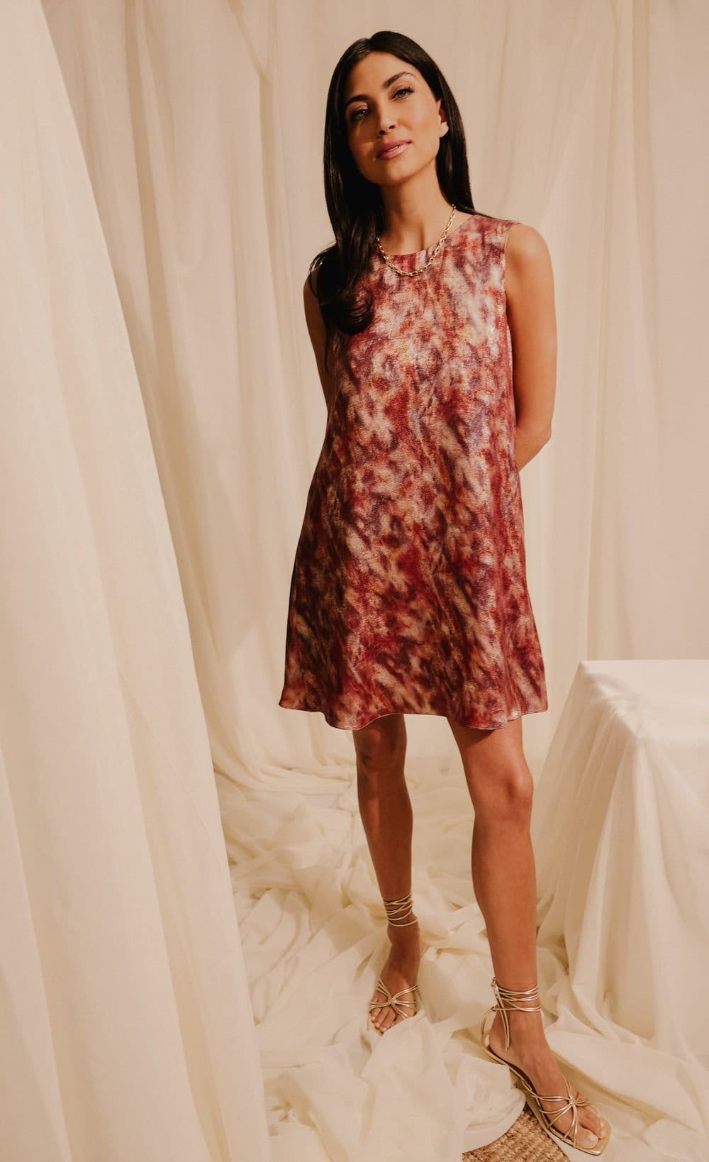 Little Mistress Little Mistress Women's Blur Print Satin Mini Dress - 4
