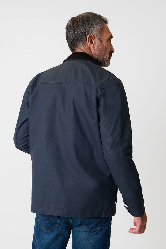 Saltwell Saltwell Men's Cord Collar Wax Jacket in Navy - 2