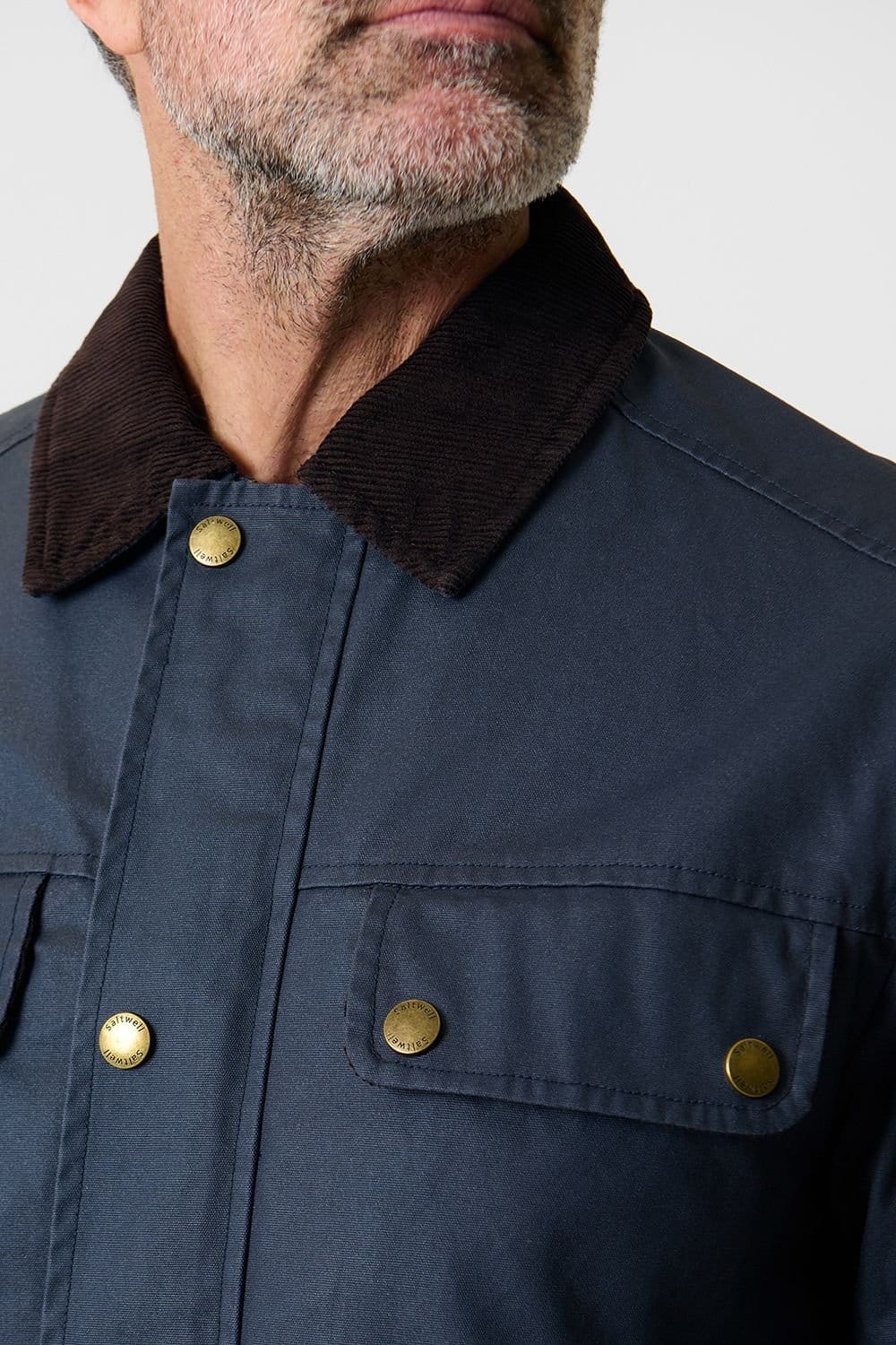 Saltwell Saltwell Men's Cord Collar Wax Jacket in Navy - 4