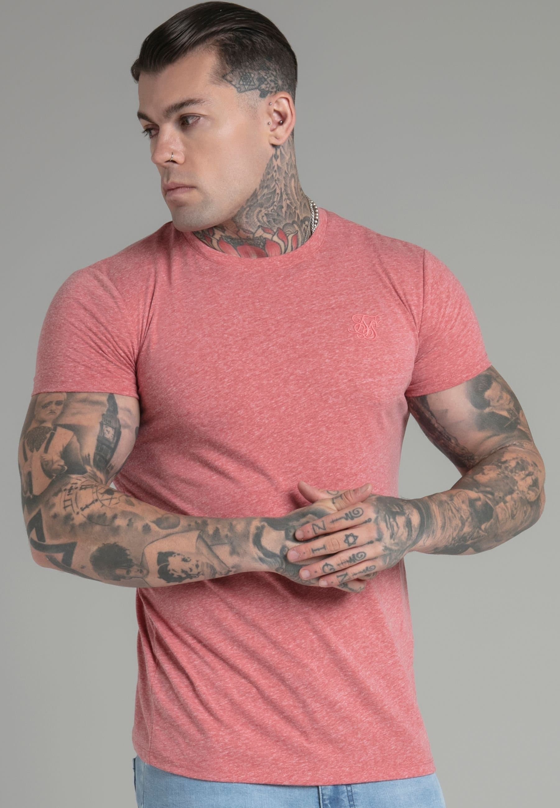 SikSilk SikSilk Men's Dark Grey Marl T-Shirt in Orange