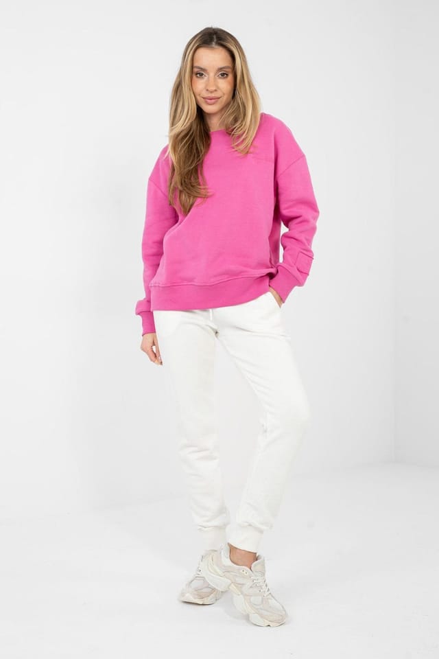 Love Lace Love Lace Women's Embroidered Boat Neck Cotton Sweatshirt in Pink - 2