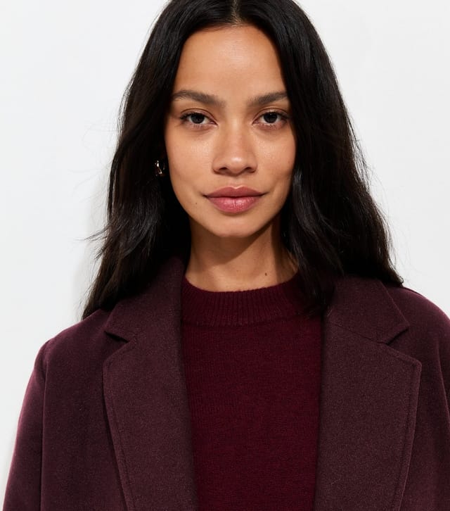 New Look Women's Dark Burgundy Open Front Longline Formal Coat New Look - 3