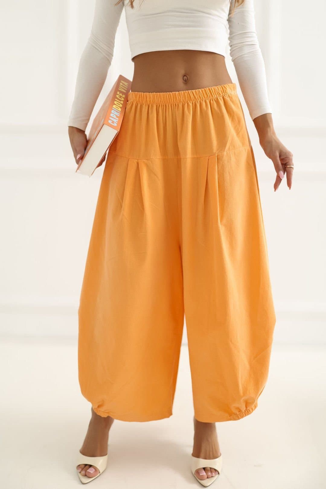 Love Lace Love Lace Women's Loose Fit Corduroy High Waist Trousers in Orange