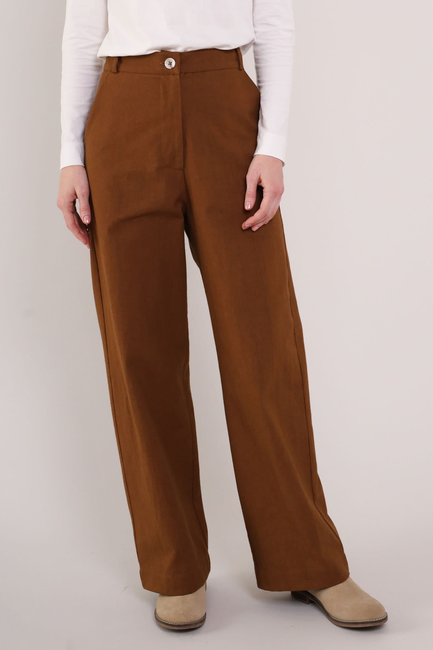 Nomads Clothing Nomads Clothing Women's Cotton Wide Leg Trousers in Brown