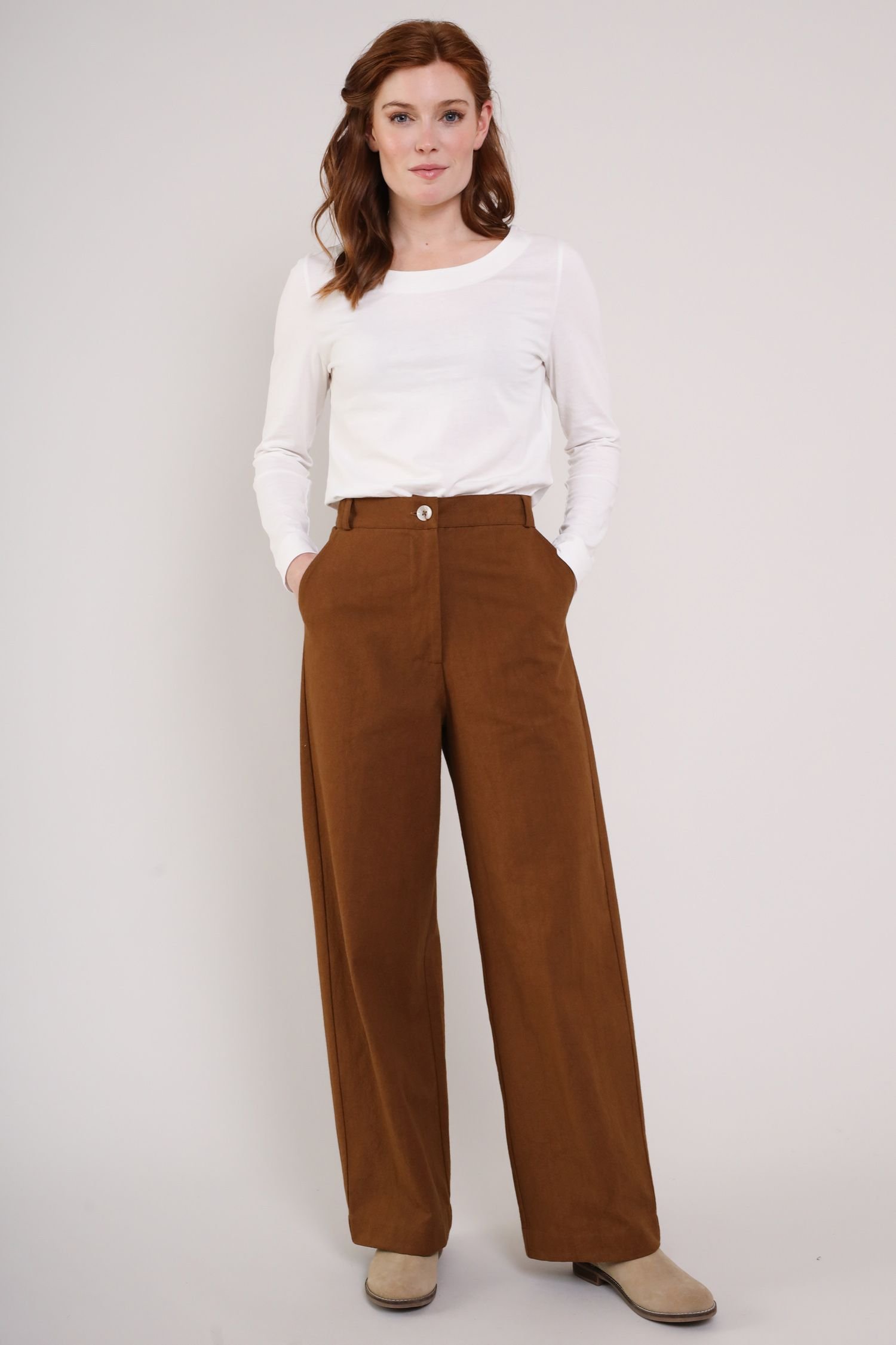 Nomads Clothing Nomads Clothing Women's Cotton Wide Leg Trousers in Brown - 2