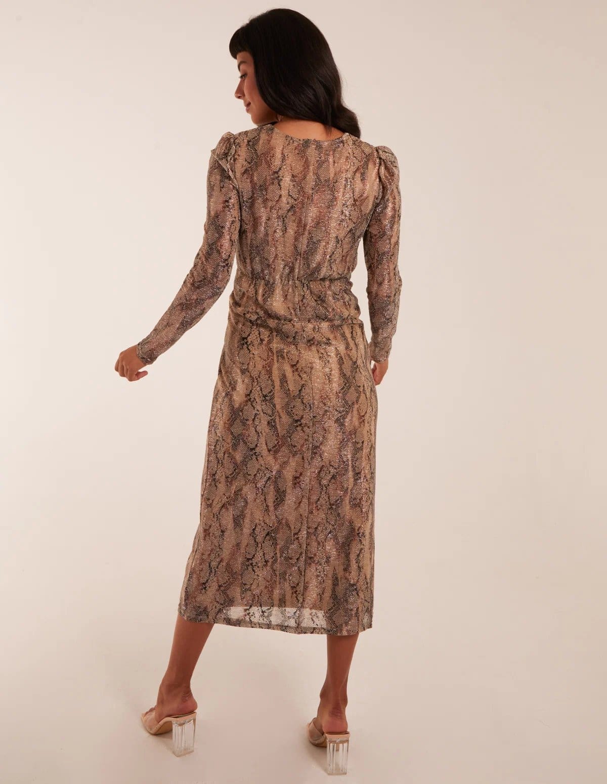 Blue Vanilla Snake Print Plisse Twist Front Dress - 4