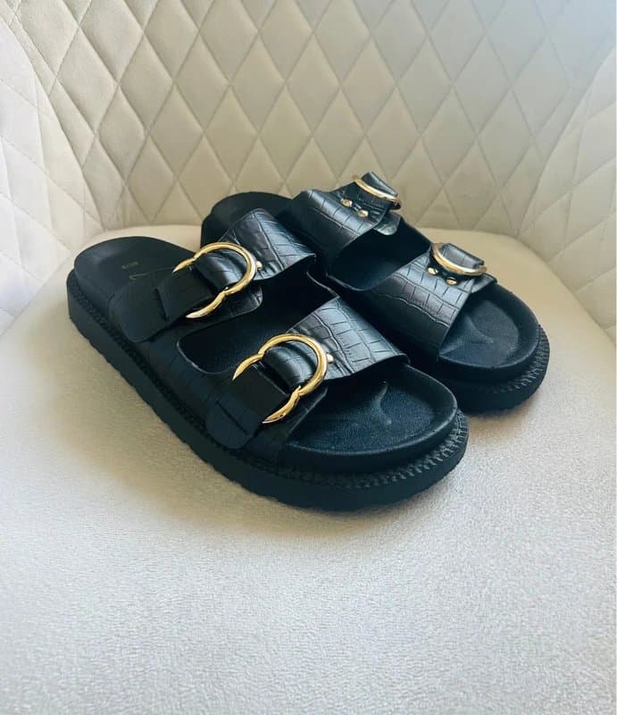 New Look New Look Black Faux Leather Sandals UK 6