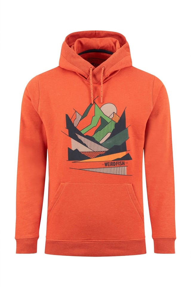Weird Fish Weird Fish Men's Bryant Front Print Graphic Popover Hoodie in Orange - 2