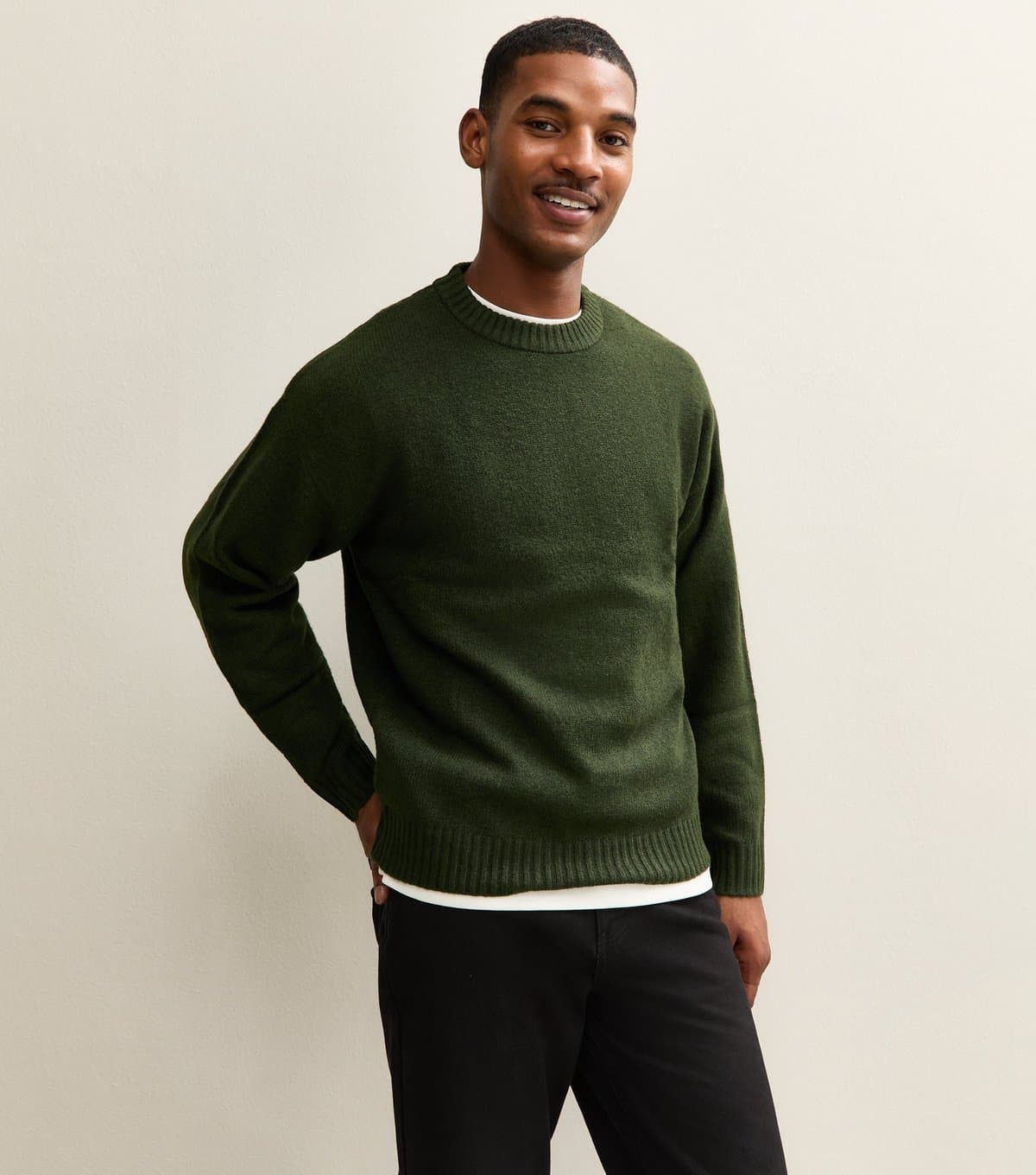jack & jones Men's Dark Green Regular Crew Neck Jumper Jack & Jones New Look