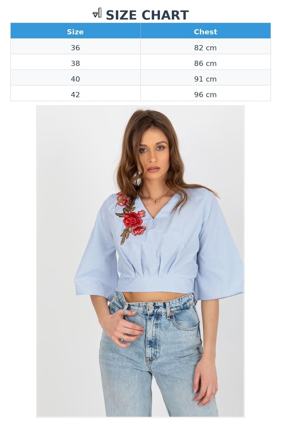 Love Lace Love Lace Women's Cotton Sweetheart Blouse with Back Tie in Blue - 4