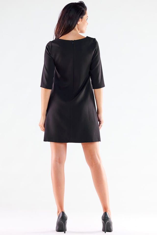 Love Lace Love Lace Women's Trapezoid Cut Mini Dress 3/4 Sleeve in Black - 3