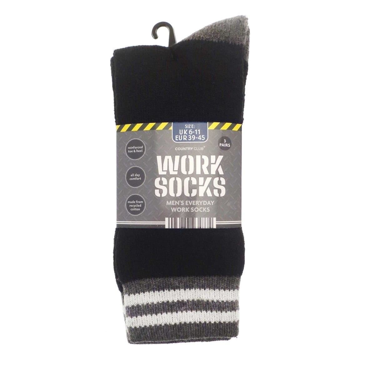 Country Club Country Club Black Recycled Cotton Work Socks