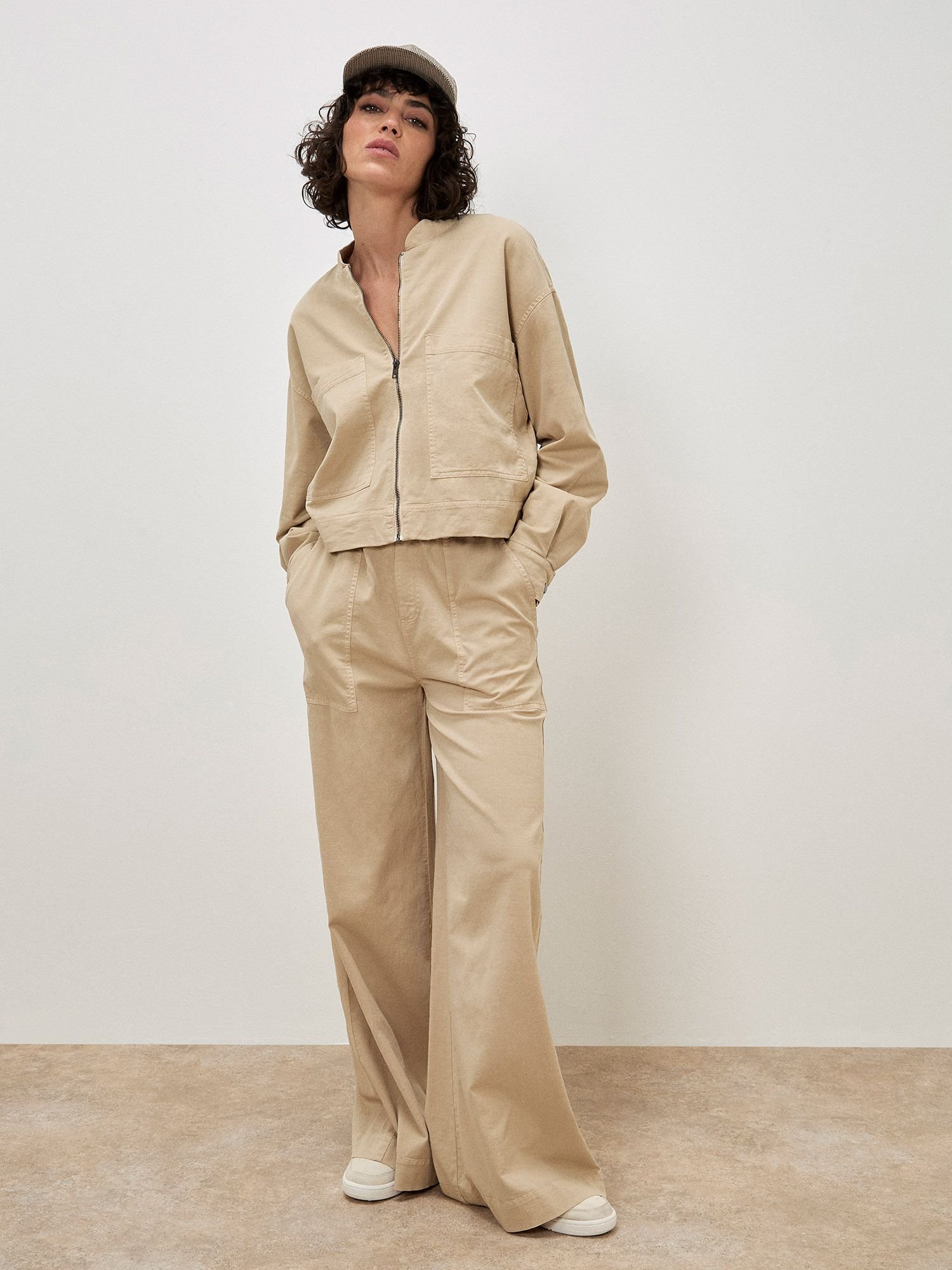 Apricot Apricot Women's Lightweight Denim Bomber Jacket in Cream - 2