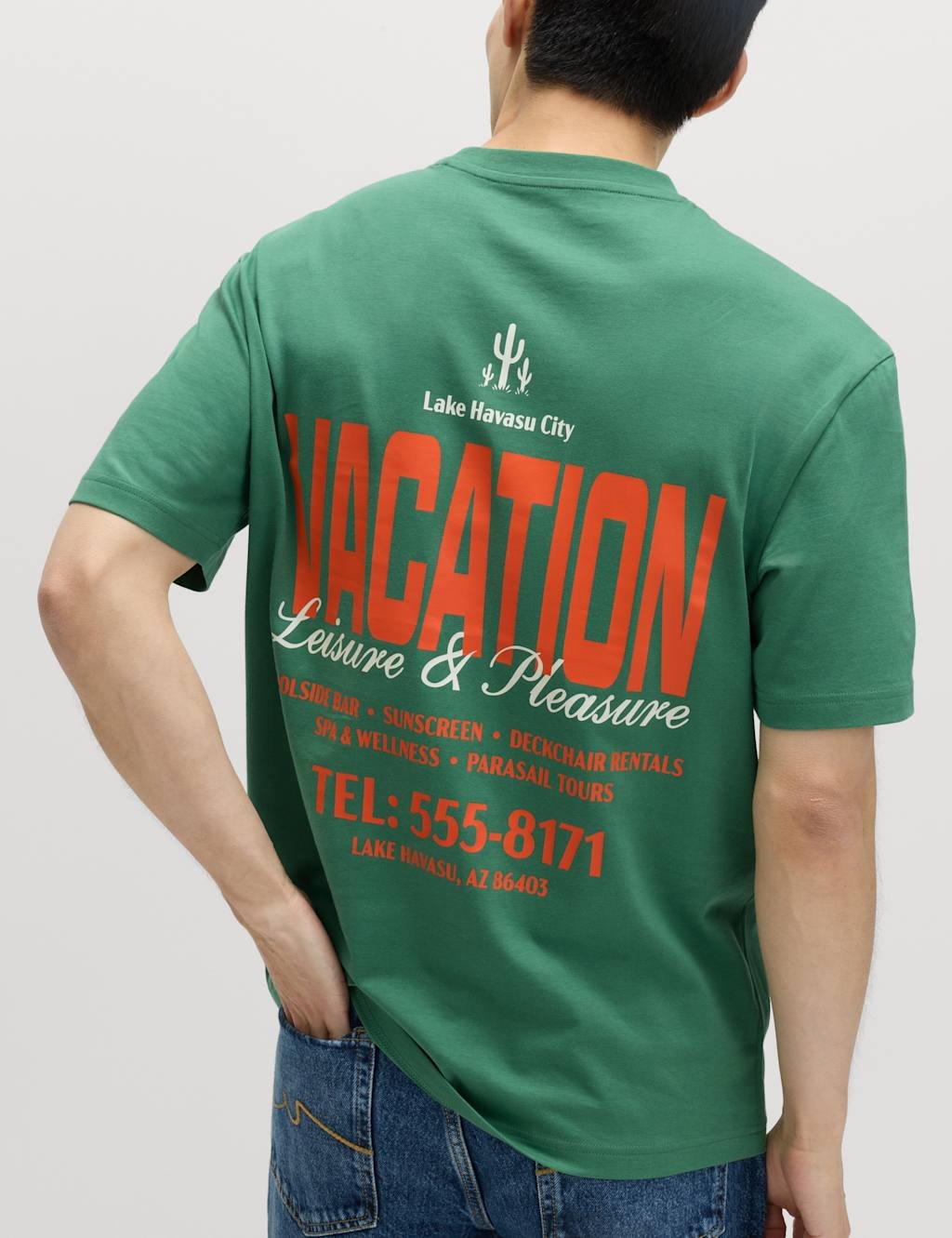 Marks & Spencer M&S Pure Cotton Summer Vacation Slogan T shirt Emerald - 3