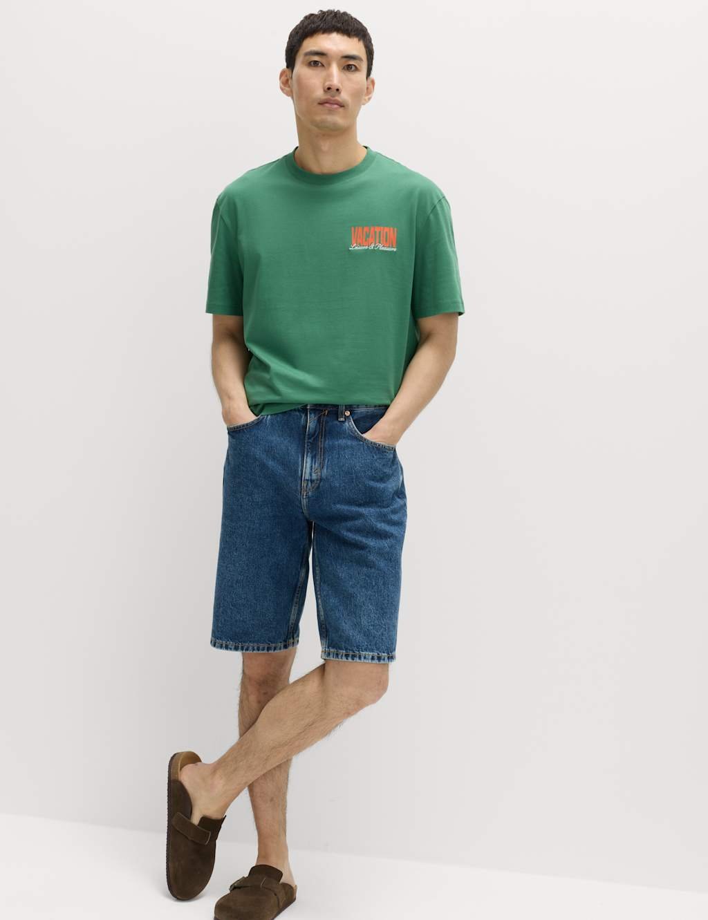 Marks & Spencer M&S Pure Cotton Summer Vacation Slogan T shirt Emerald - 4