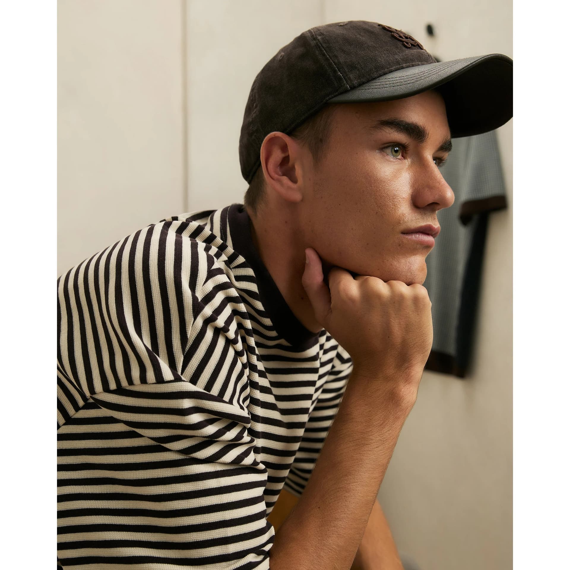 River Island Mens River Island Brown Script Faux Leather Cap