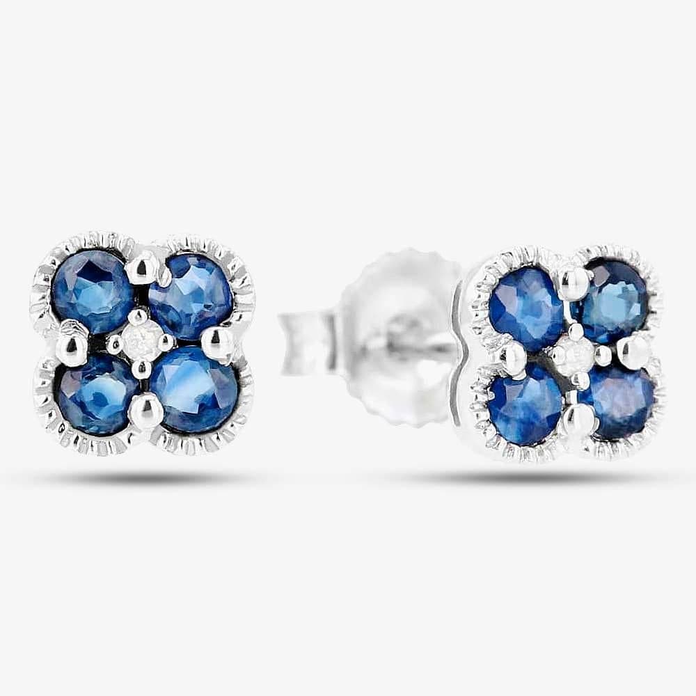 T.H.Baker T.H.Baker Blue Sapphire Stud Earrings in 9ct White Gold