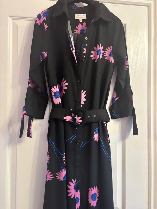 Dancing Leopard Dancing leopard plunge shirt dress wedding party work pockets 12-14 same day post - 1