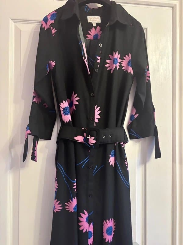 Dancing Leopard Dancing leopard plunge shirt dress wedding party work pockets 12-14 same day post