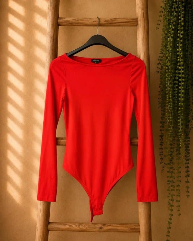 New Look New Look Red Long Sleeve Bodysuit – Size 12