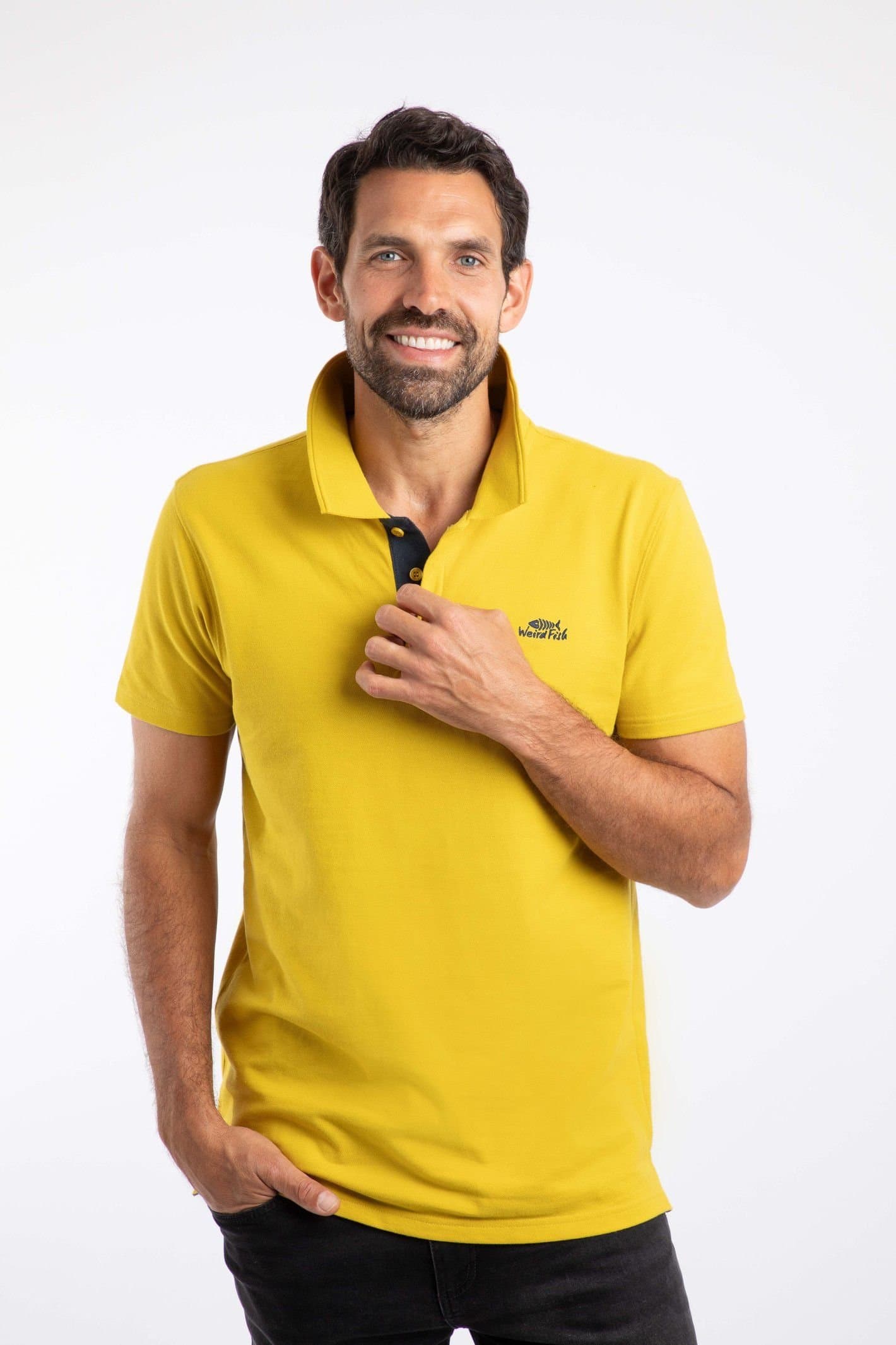 Weird Fish Weird Fish Men's Miles Pique Polo Shirt in Light Green