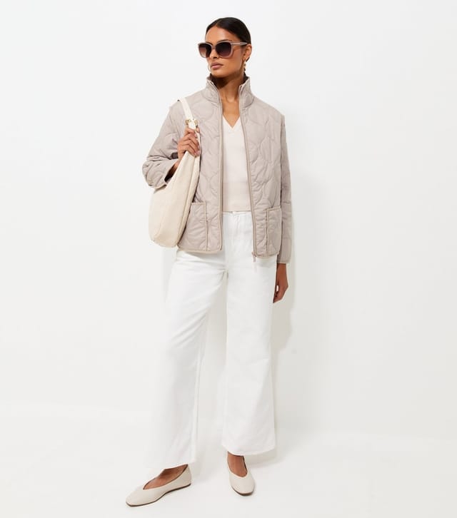 New Look Women's Cream Quilted High Neck Jacket New Look - 2