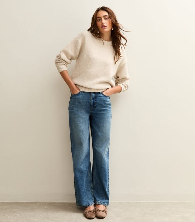 New Look Women's Cream Crew Neck Oversized Textured Knit Jumper New Look - 3