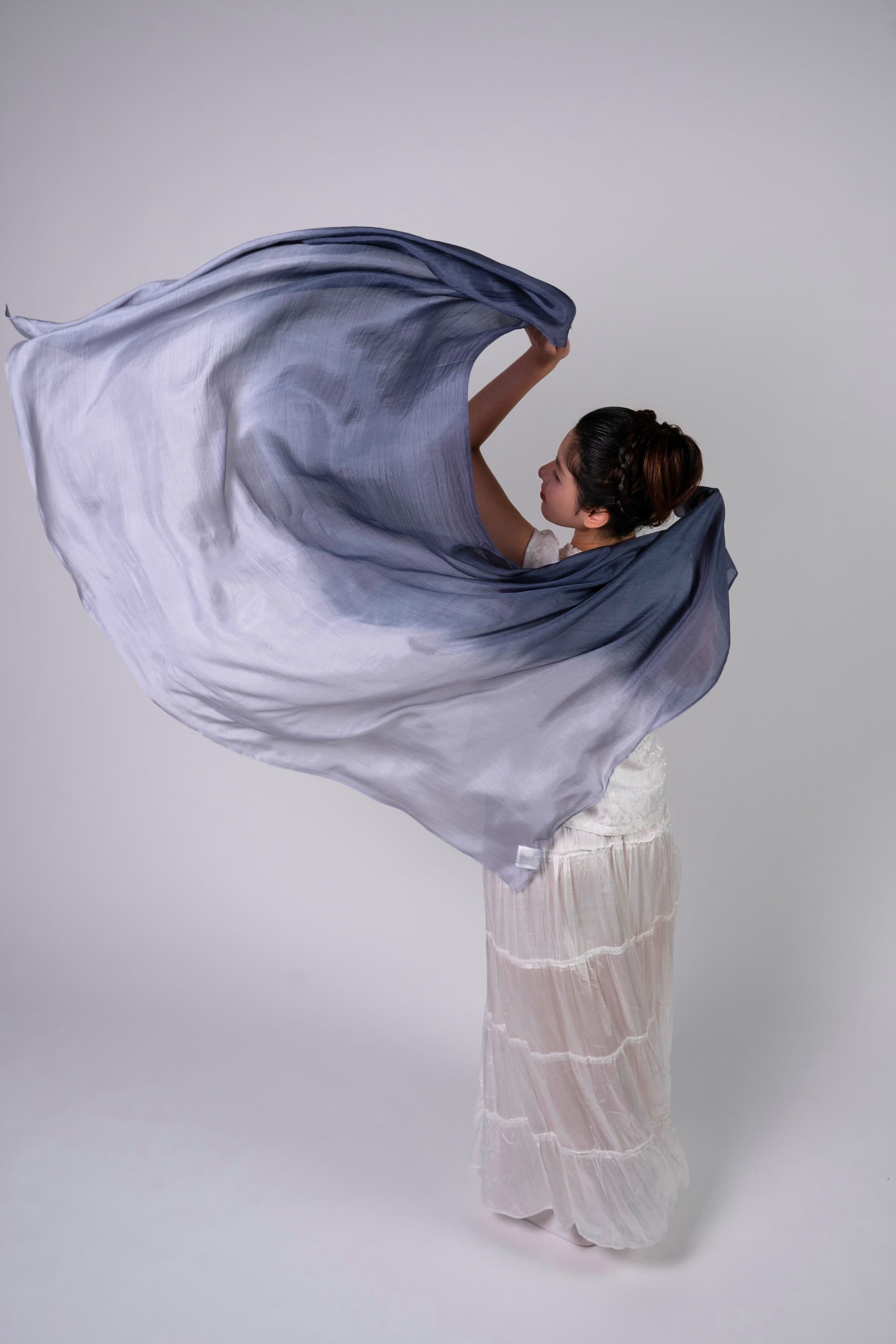 Silk and Bears Silk and Bears Ombre Grey Silk Scarf - Hand-Dyed