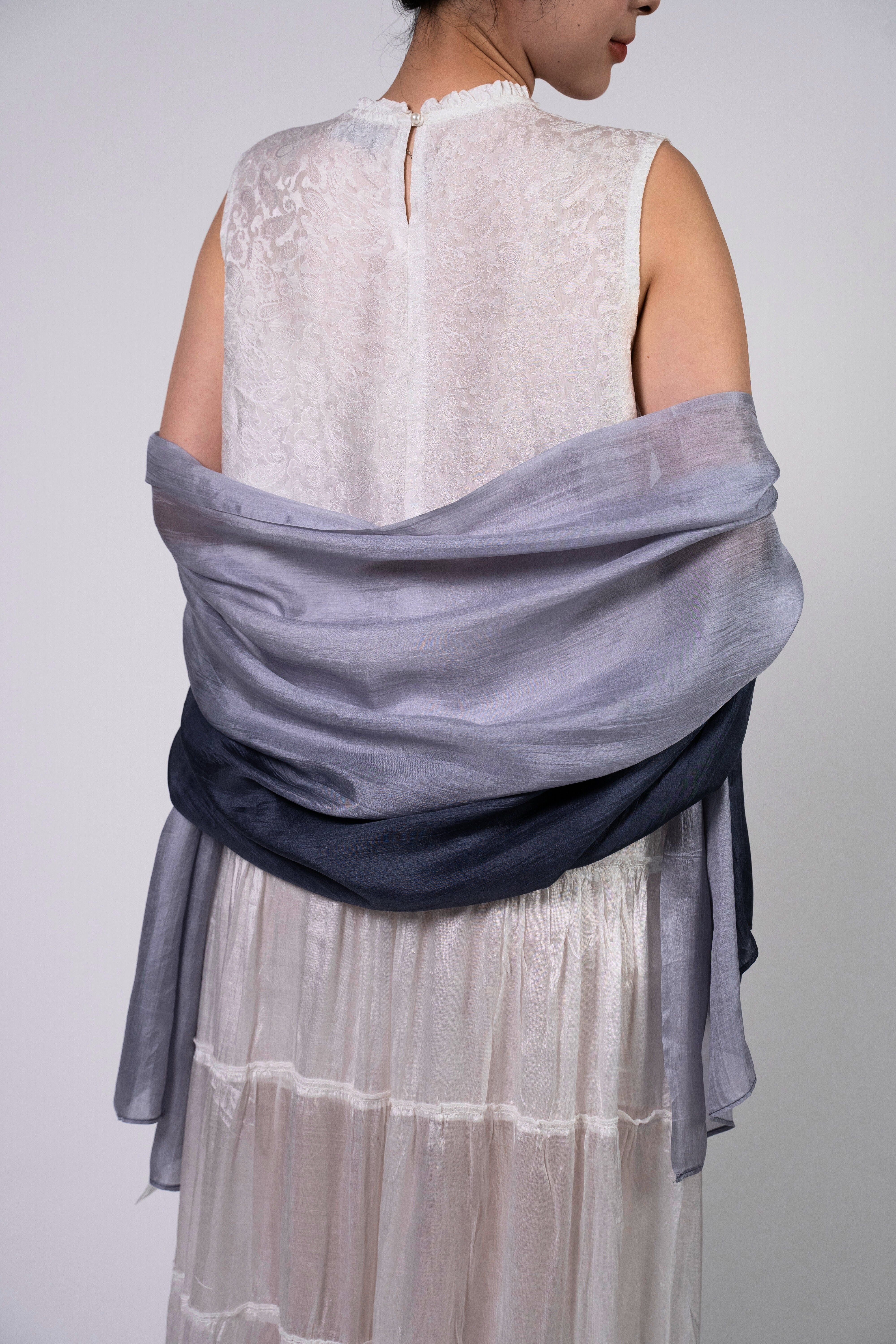 Silk and Bears Silk and Bears Women's Hand-Dyed Silk Scarf - Ombre Grey - 100% Lightweight Mulberry Silk in Dark Grey - 3