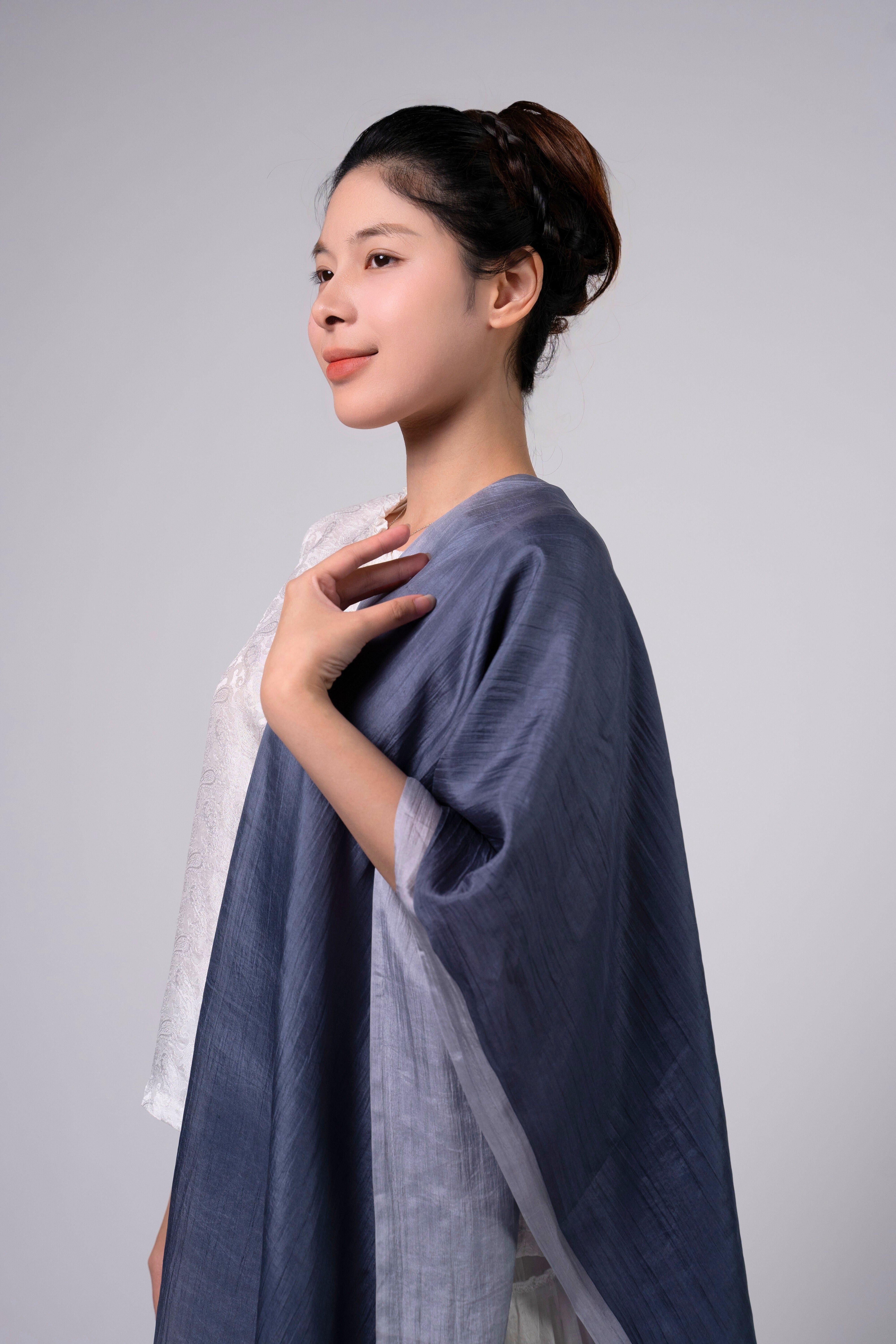 Silk and Bears Silk and Bears Women's Hand-Dyed Silk Scarf - Ombre Grey - 100% Lightweight Mulberry Silk in Dark Grey - 4