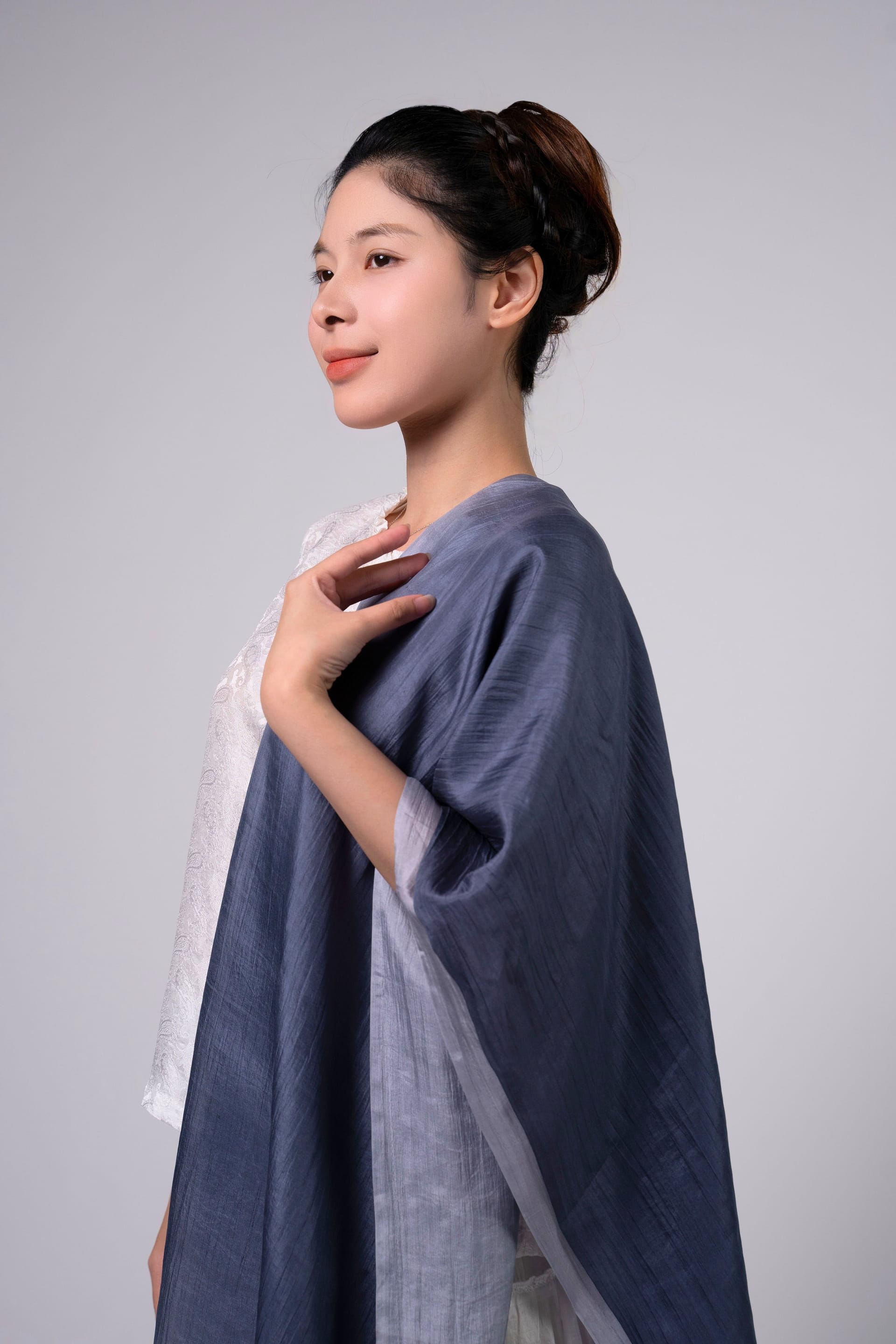 Silk and Bears Silk and Bears Women's Hand-Dyed Silk Scarf - Ombre Grey - 100% Lightweight Mulberry Silk in Dark Grey - 4
