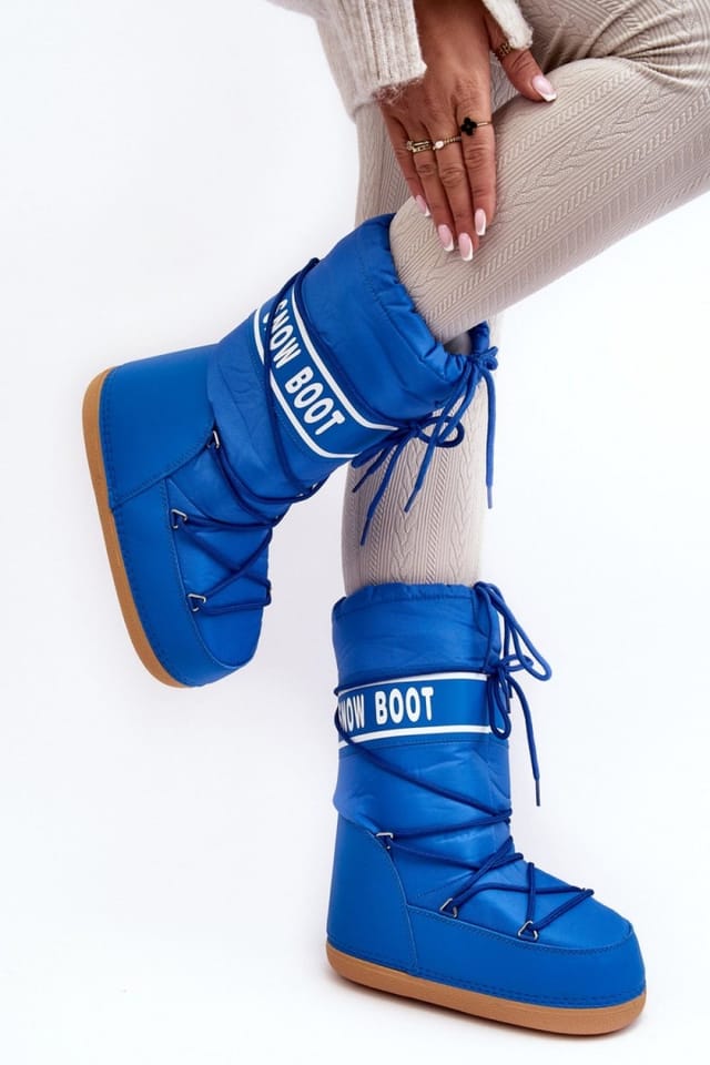 Love Lace Love Lace Women's Warm Slip On Platform Snow Boots Cold Wind Resistant in Blue - 2