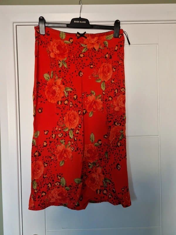 Never Fully Dressed Never Fully Dressed Red Floral Midi Skirt