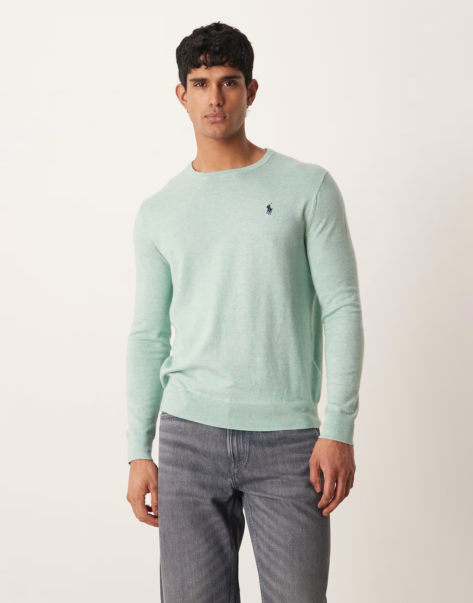 ASOS Polo Ralph Lauren icon logo slim fit fine knit cotton jumper in light green