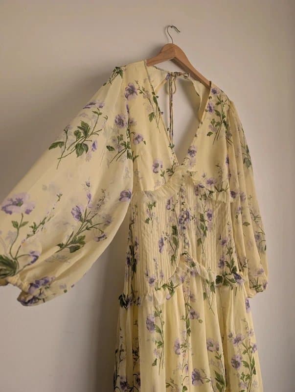 ASOS ASOS Butter Yellow & Lilac Floral Romantic Style Special Occasion Dress