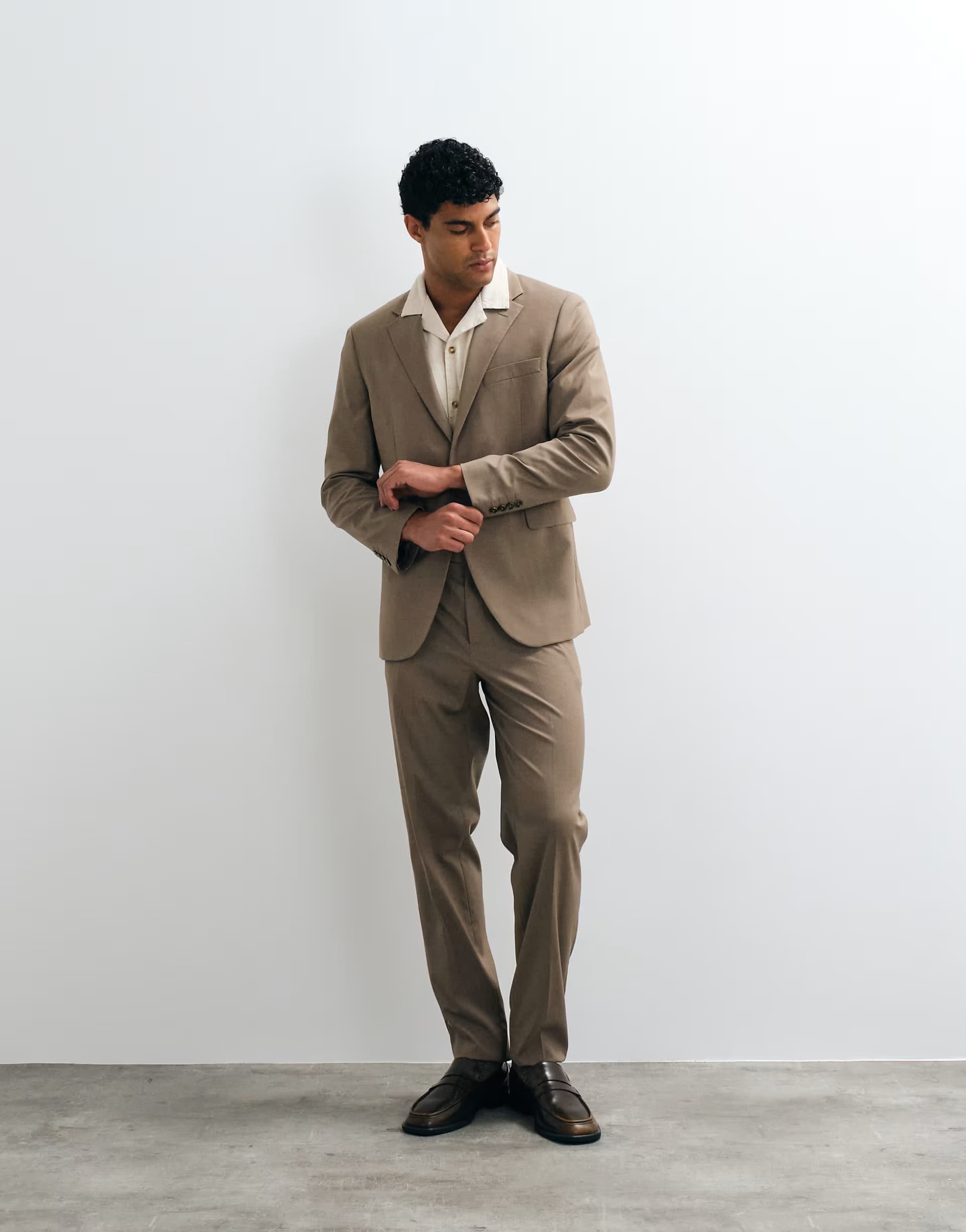 ASOS Mango Milan slim fit suit blazer & trouser co-ord in mushroom
