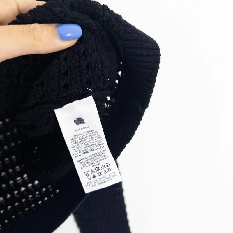 Boden Boden Cropped Crochet Jumper Size M 12 14 Black Boho Cover Up Knit