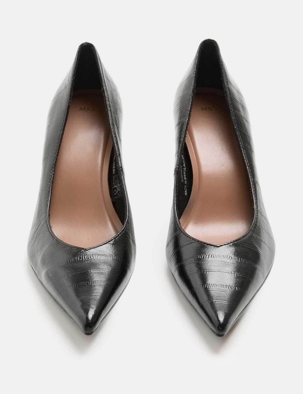 Marks & Spencer M&S Leather Kitten Heel Pointed Court Shoes Black