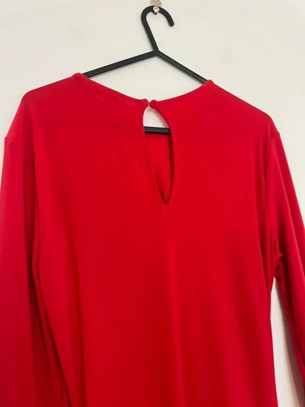 ASOS ASOS Red Slinky Cinched Ruched Side Long Sleeve Maxi Dress  Size 8