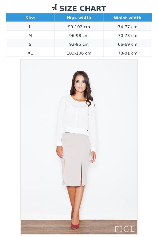 Love Lace Love Lace Women's Classic High Waisted Skirt with Front Slits Lined Style 44456 in Beige - 2