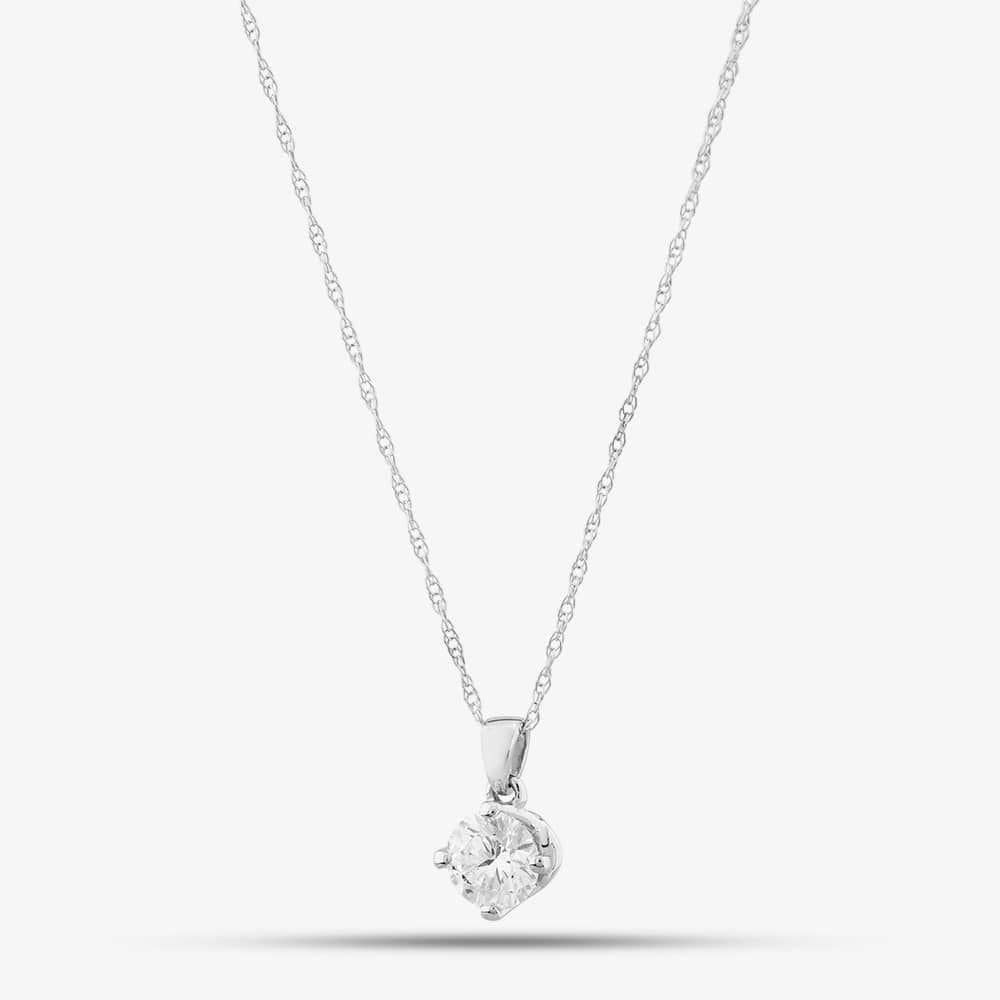 T.H.Baker T.H.Baker Women's 9ct White Gold Laboratory-Grown 0.50ct Brilliant Cut Diamond Necklace LGP3119-50AN (WG) in Silver