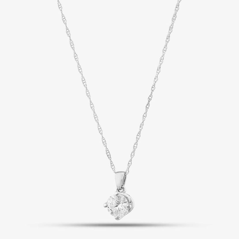 T.H.Baker T.H.Baker Women's 9ct White Gold Laboratory-Grown 0.50ct Brilliant Cut Diamond Necklace LGP3119-50AN (WG) in Silver - 1