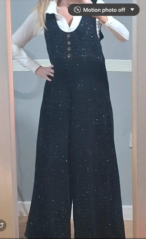 KUOSE Black Tweed Glitter Wide Leg Trousers / Jumpsuit – Size S