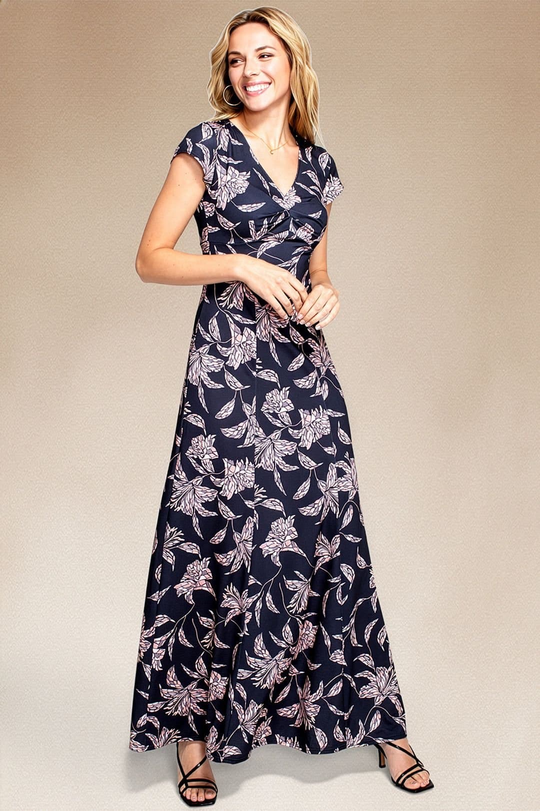 Hot Squash Hot Squash Women's Cap Sleeve Jersey Maxi Dress in Navy